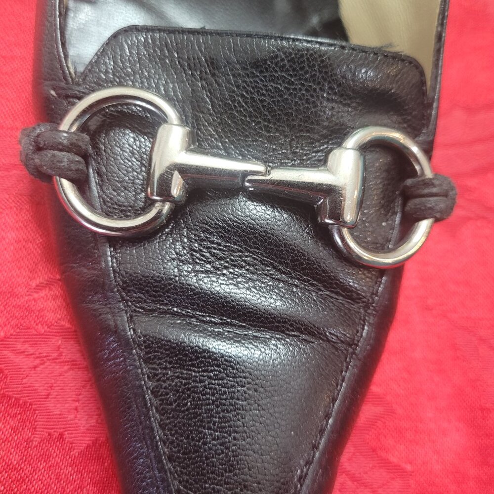 Gucci Black & Silver Leather Low Heels 9.5 - Picture 5 of 7